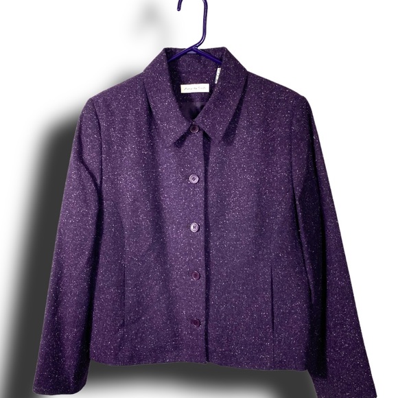 Amanda Smith women's wool blend button down jacket career wear dressy size 14 - Picture 1 of 3